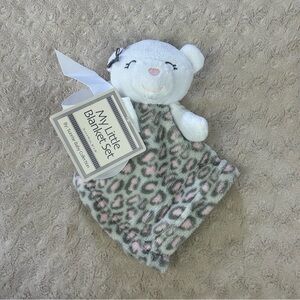 INF Inc Pink Gray Leopard Print Teddy Bear Lovey Security Blanket White Cheetah